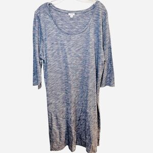J. Jill PURE Jill Shift Dress size L Blue Space Dye Stripe 3/4 sleeves
